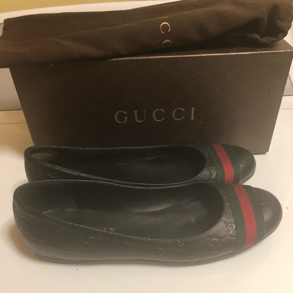 Black Gucci Guccissima Ballet Flats